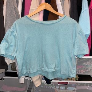 Both a Blue and Pink Crop Top